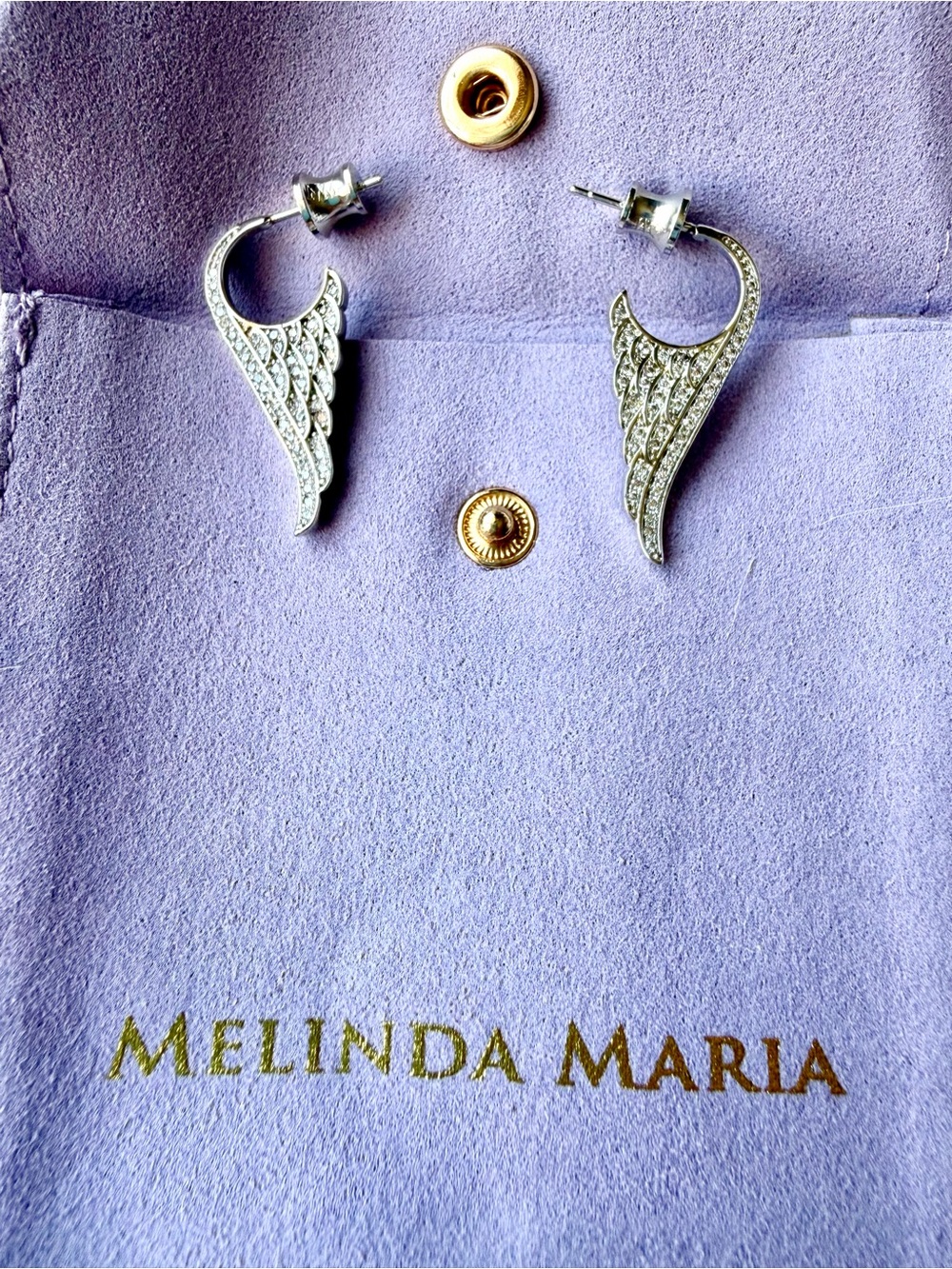 Melinda Maria Silver Pavé Wing Hoop Earrings